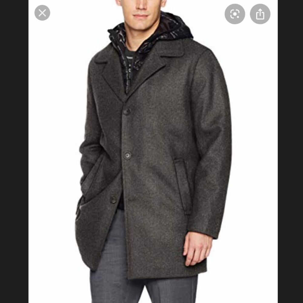 New Calvin Klein dark gray wool coat size XL